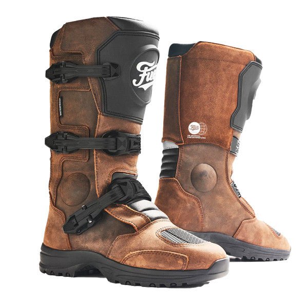 Fuel Motorcycle Rally Raid Boots - Brown - available at Veloce Club