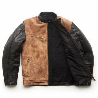Fuel Sidewaze Leather Jacket in Tan / Black 