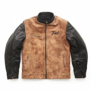 Fuel Sidewaze Leather Jacket in Tan / Black