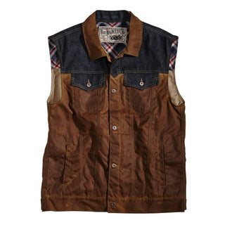 Rokker Waxed Cotton Vest in Brown 