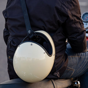 Sling Waxed Cotton Motorcycle Helmet Strap in Black 