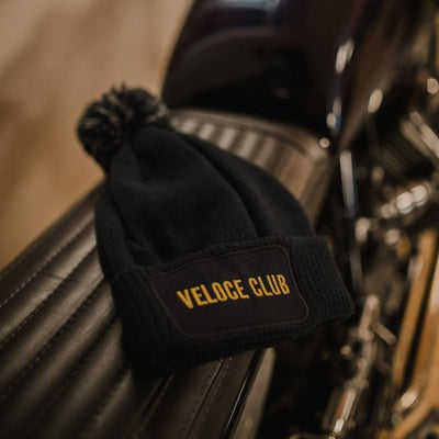 Veloce Club Bobber Bobble Beanie in Modena Blue 