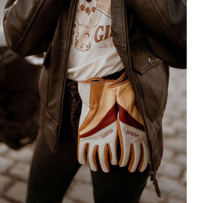 Wildust Sisters 70's Stripes Gloves - White | Veloce Club