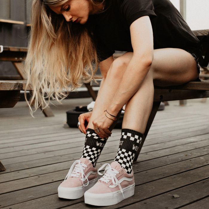 Wildust Sisters Checkboard Socks - Grey 