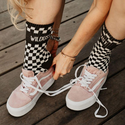 Wildust Sisters Checkboard Socks - Grey | Veloce Club